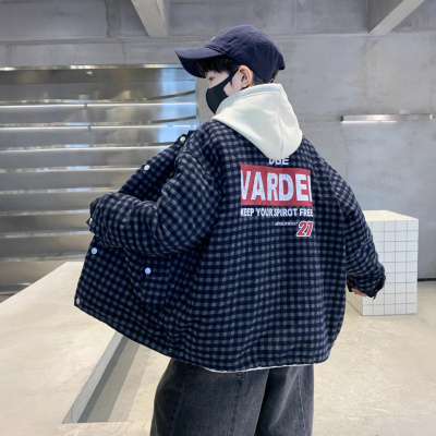 男童冬装加厚外套新款秋冬款儿童中大童冬季男孩韩版格子棉衣