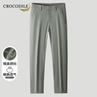 鳄鱼恤CROCODILE 男士秋冬商务休闲裤简约棉麻透气百搭通勤长裤