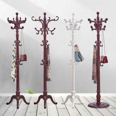 实木欧式衣帽架落地家用挂包架单杆式简约现代卧室内挂衣服的架子