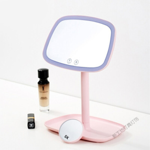 苏宁放心购 多功能LED台灯化妆镜 美颜镜 镜子 可充电触屏智能补光 生日七夕三八妇女节创意礼品 粉色 默认颜色