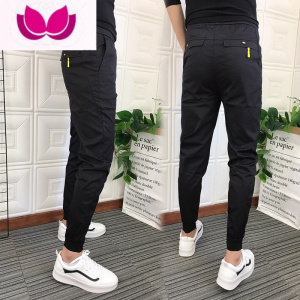 七斓男裤2023新款潮修身纯色休闲裤男小脚百搭束脚裤九分裤子男