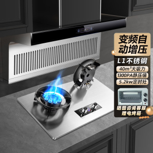 欢呼好太太新款7字型变频油烟机灶具厨电套装 自清洁免拆洗烟灶两件套吸油烟机燃气灶套餐厨房DD02+AB033 液化气