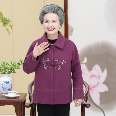 七斓毛呢外套中老年人女装秋装过寿老人妈妈短款高贵洋气奶奶冬季太太毛呢外套