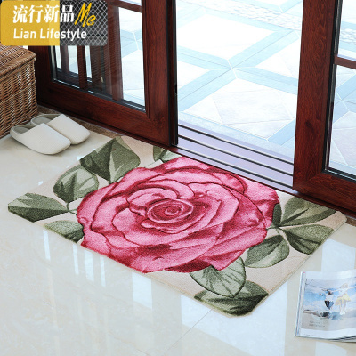 玫瑰剪花口地垫垫进厅玄关垫卧室厨房脚垫浴室吸水防滑垫 三维工匠地毯