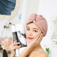 加厚柔软浴帽可爱干发帽成人洗头速干帽女吸水长发干发包头巾 三维工匠 亮粉色+随机颜色1件共2条装粉色随机