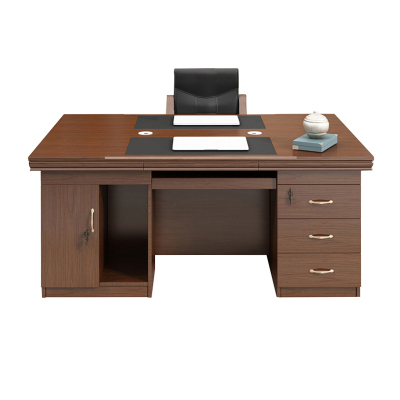 慧采云油漆办公桌经理电脑桌老板桌写字台实木贴皮书桌办公家具1.8米