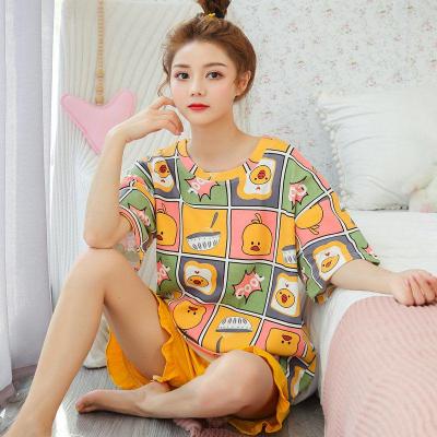女士睡衣女夏季短袖短裤两件套装薄款女士家居服春秋天可外穿莎丞