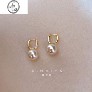 JiMi法式时尚高级轻奢珍珠耳环雅气质设计感耳扣2023年新款潮耳饰 金色耳扣一对