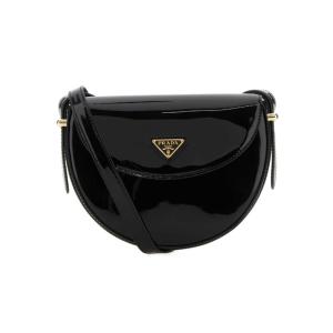 普拉达(PRADA)酒椰纤维女士斜挎包可调节肩带实用百搭配饰小方包 黑色