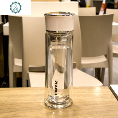 双层玻璃杯隔热男女士带过滤网家用带盖防爆防烫水杯子办公室泡茶封后白色220ML双层玻璃杯