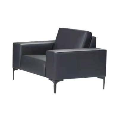 翌嘉 YJ-20126 办公沙发洽谈接待商务沙发黑色单人位西皮