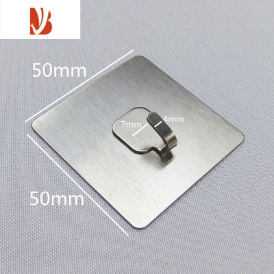 三维工匠不锈钢螺丝贴收纳无痕挂钩相框免打孔挂钉黏胶承重金属墙钉免钉贴 小号方形细钩(单钩)[4个]