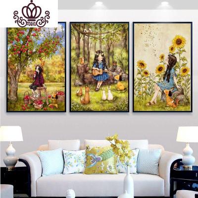 封后蒙娜丽莎十字绣2019新款线绣苹果简约现代客厅十字绣小幅卧室简单一套三幅大格棉线款63*86*3幅