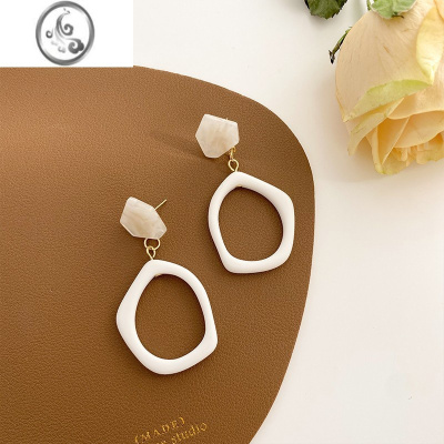 JiMi亚克力耳夹女无耳洞简约耳环2023新款法式复古港风高级感耳饰