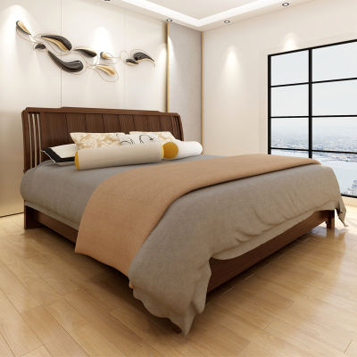 好风景家居新中式乌金木51b1007卧室大床