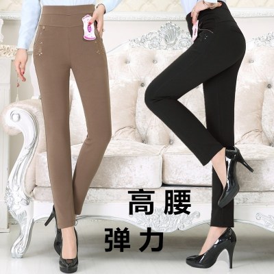 中年女裤中老年人女装小脚裤子妈妈装春秋打底裤秋季弹力外穿长裤