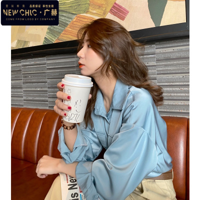 广赫Berry喜你而欢大庞定制春季新款温柔纯色上衣气质宽松长袖衬衫女衬衫