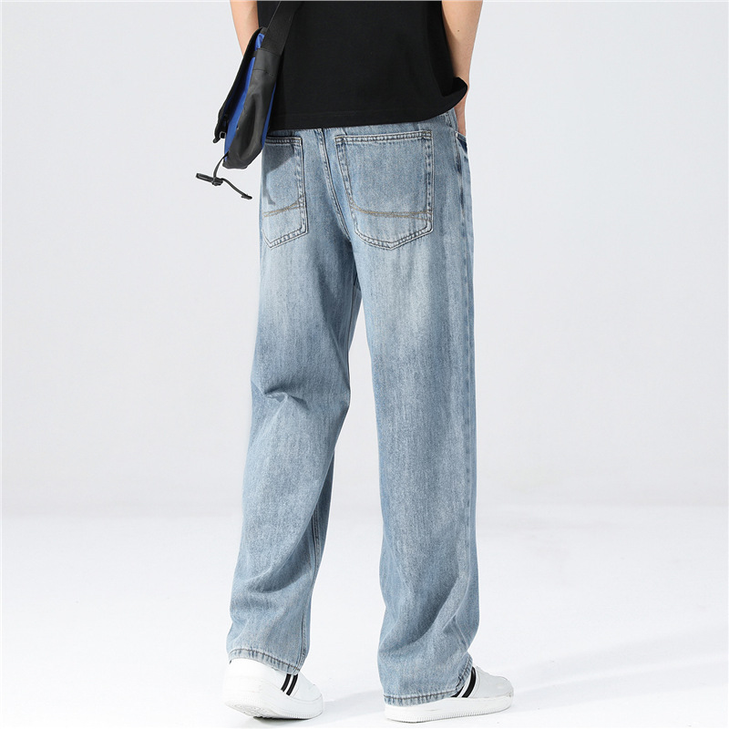 天丝牛仔裤男士2026春季新款美式潮牌宽松直筒垂感阔腿休闲长裤子