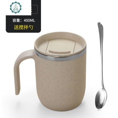 不锈钢马克杯带盖勺子创意个性杯子家用可爱情侣杯办公室水杯封后
