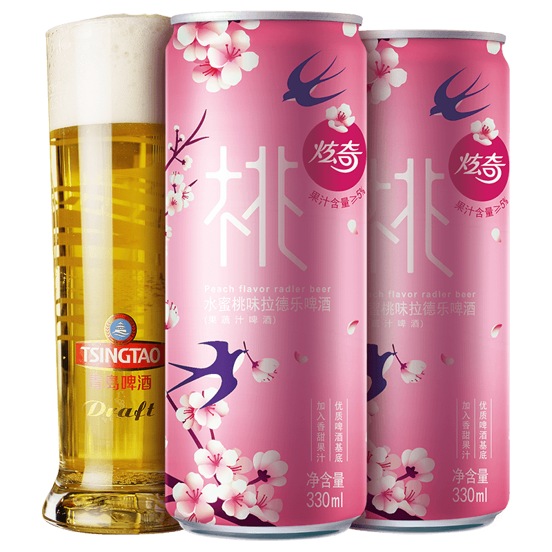 青岛啤酒(tsingtao)radler炫奇果啤水蜜桃味330ml*12听