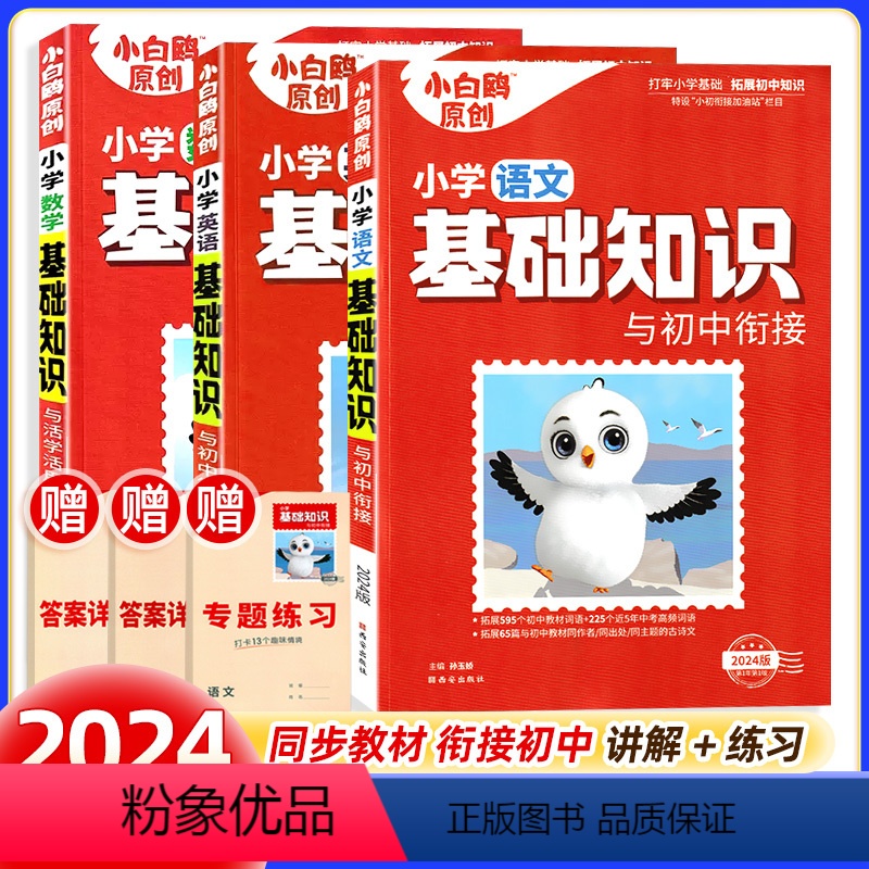 小学基础知识-语文+数学+英语 小学通用 [正版]万唯小白鸥原创小学基础知识与初中衔接大全手册语文数学英语小升初总复习资