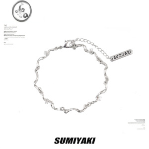 JiMi超酷! 液态肌理同情百搭手链轻奢小众情侣中性风手环 银色手链一条