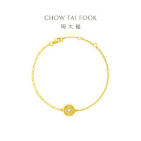 周大福碎金铜钱碎碎冰碎冰冰 足金镶钻黄金手链女ERU59七夕礼物