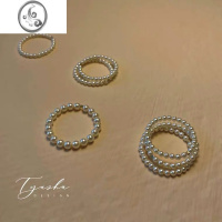 JiMi温柔风贝珠戒指女可叠戴极细轻奢简约复古风格2021年新款食指戒