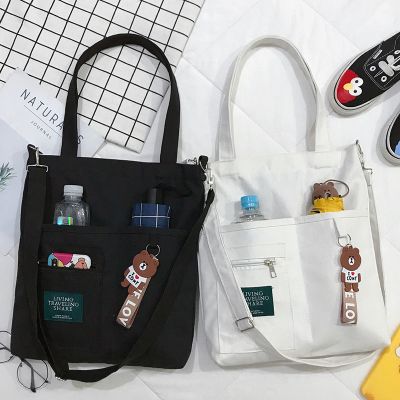 帆布包女斜挎大容量韩版日系ins大学生上课百搭补课手提手拎书袋