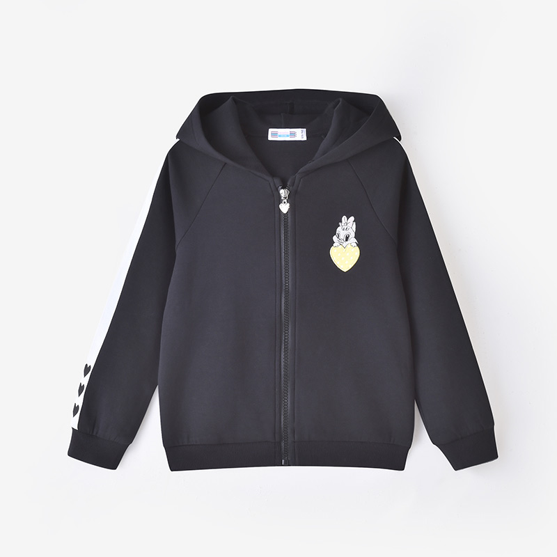 [直降价:49元]铅笔俱乐部童装秋装女童外套针织儿童上衣大童带帽棒球服