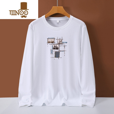 YANXU男士长袖T恤特大码300斤加肥圆领胖子宽松内搭打底衫上衣