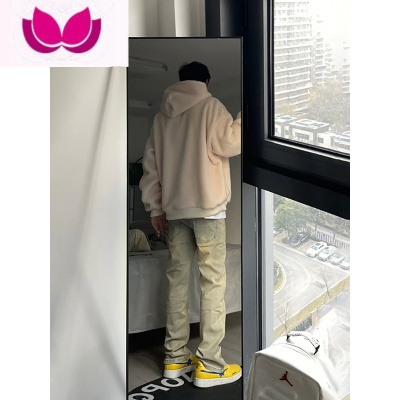 七斓美式黄泥牛仔裤男款vintage古着裤子高街vibe水洗微喇叭裤