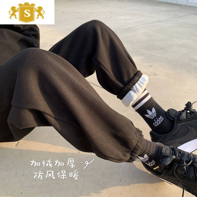 SUNTEK裤子男加绒加厚灯芯绒休闲裤韩版潮流宽松收口束脚裤秋冬季运动裤休闲裤