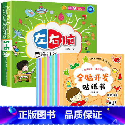 [全11册]全脑开发贴纸+左右脑思维训练(5-6岁) [正版]全脑开发贴纸书全套10册 贴贴画专注力儿童贴纸书3到6岁以