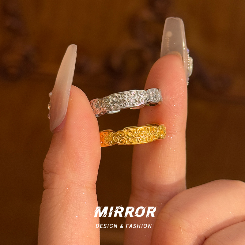 925纯银唐草纹戒指女指环尾戒小众时尚个性创意气质约3g BCJ3311送女朋友老婆情人节七夕生日礼物