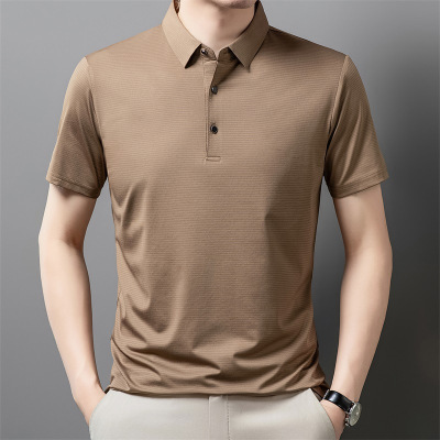 夏季短袖冰丝polo衫中年男士商务休闲翻领T恤男衬衣领爸爸装_1