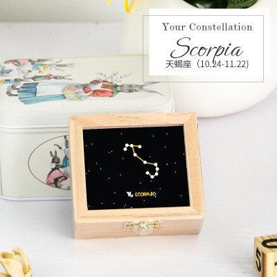 林檎七夕情人节圣诞节十二星座音乐盒天空之城八音盒复古木质发条旋转创意礼品生日送女友送女朋友老婆生日礼物送女朋友老婆情人节