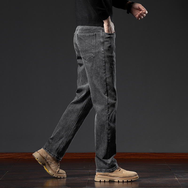 秋冬高端牛仔裤男轻奢直筒宽松修身商务厚款弹力休闲百搭男士长裤