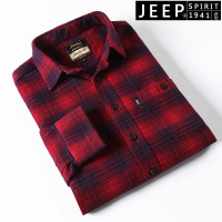 JEEP SPIRIT秋冬男士衬衫宽松格子时尚休闲全棉上衣
