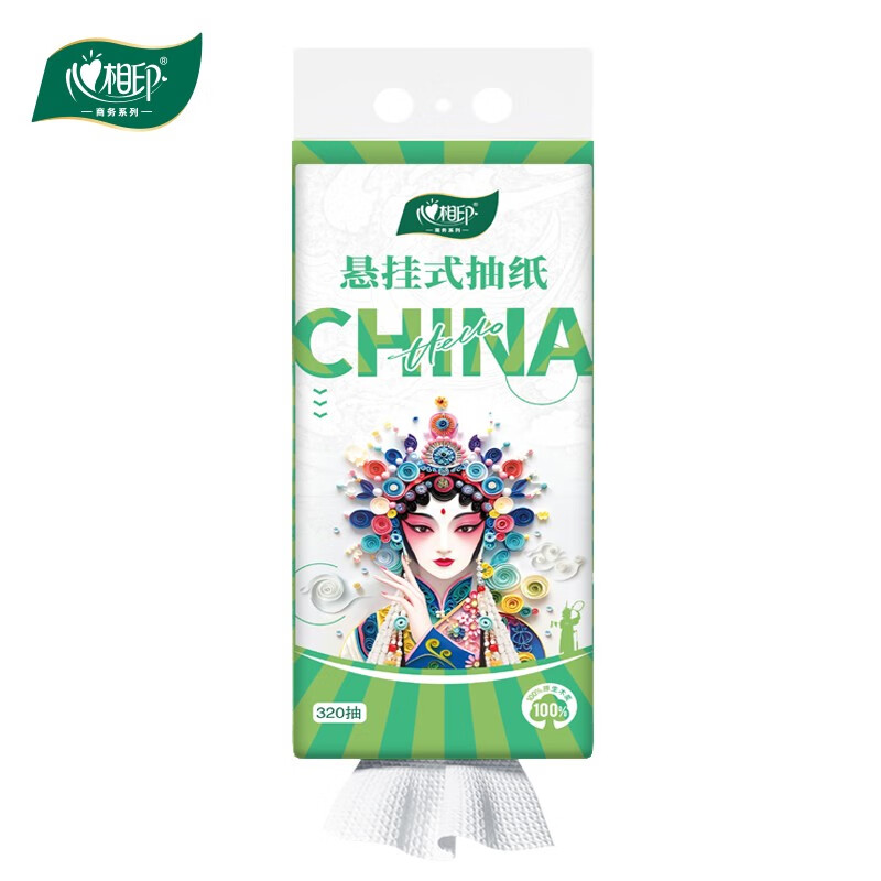 心相印(Mind Act Upon Mind) DTD320 绿野馨风悬挂抽取式面巾纸 320抽/包