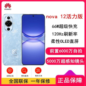 华为nova12 活力版 冰雪蓝 256GB 66W超级 120Hz刷新率 前置6000万超广角拍照 华为手机