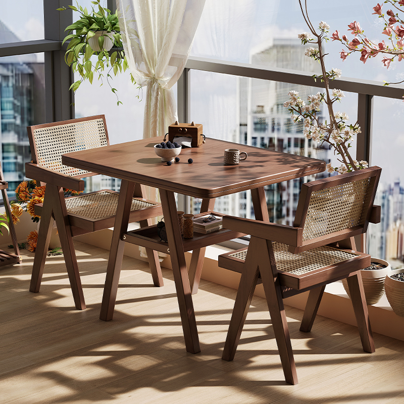 实木阳台茶桌椅组合户外庭院一桌二椅三件套喝茶休息区布置小户型