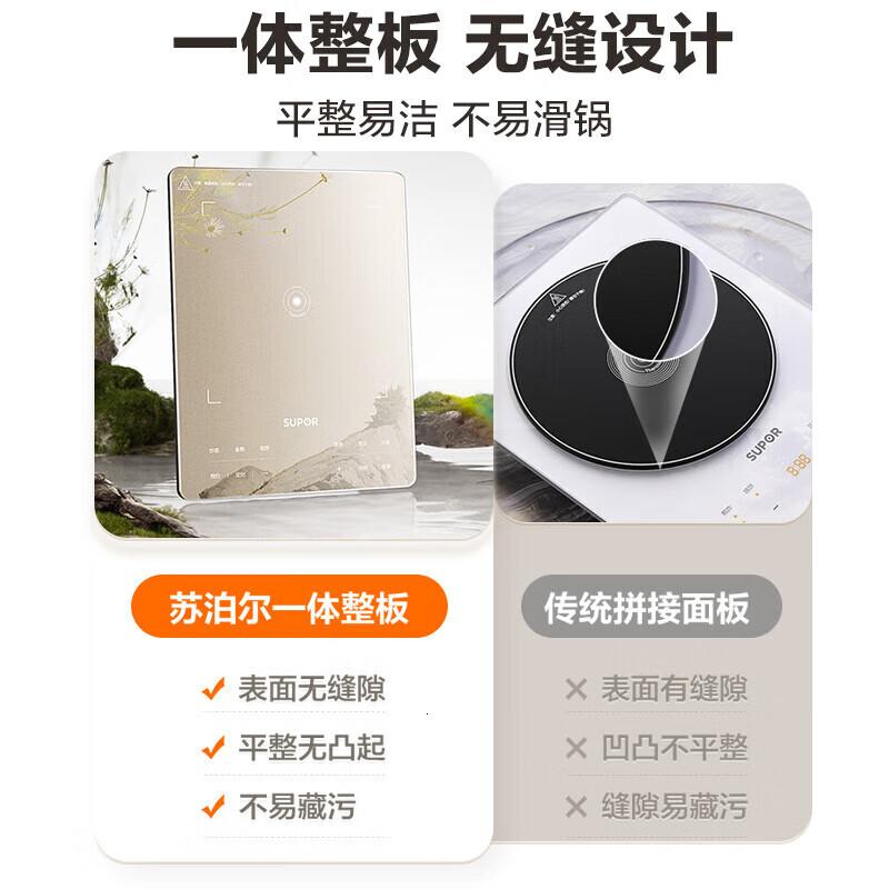 苏泊尔(SUPOR)家用电磁炉电陶炉新型电磁灶电池炉大功率炫彩一体面板爆炒菜火锅一套带锅配锅C22-IA835
