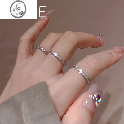 JiMi不掉色百搭超闪碎银素圈戒指简约日常小众轻奢高级感食指戒女