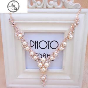 韩版时尚珍珠宝石项链 女短款锁骨链装饰品配饰毛衣链 假领欧美 JiMi 金色4075