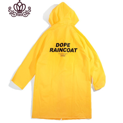 封后原创潮牌徒步防水雨衣潮男女长款透明成人个性原宿风嘻哈风衣男潮