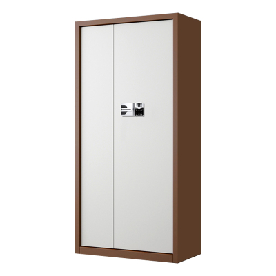 正斌指纹电子保密柜钢制密码文件柜档案柜矮柜保密资料柜办公柜通门咖白色:国保指纹锁