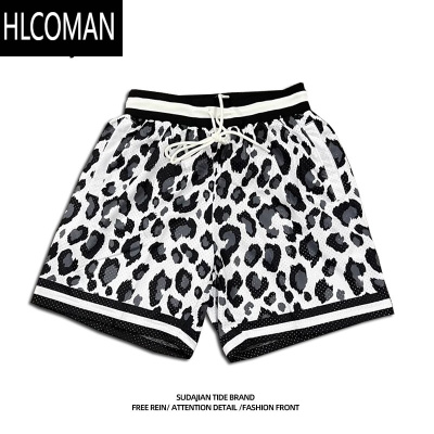 HLCOMAN美式篮球网眼印花短裤男不过膝三四分裤夏季跑步健身运动训练裤子