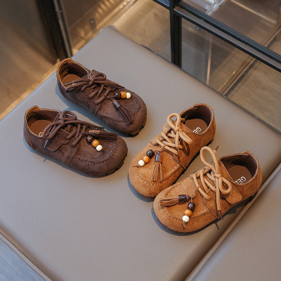 儿童鞋子男女童软底皮鞋秋季新款宝宝韩系挂件勃肯鞋潮