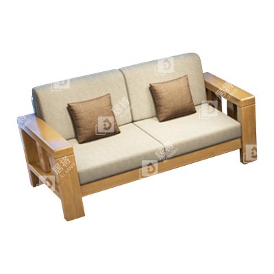 居将 JJ3113002简约实木沙发原木色实木沙发 双人位